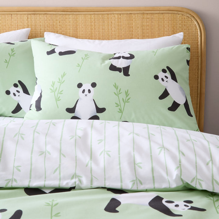 Catherine Lansfield Reversible Panda Paws Green Double Bedding Set from You Know Who's