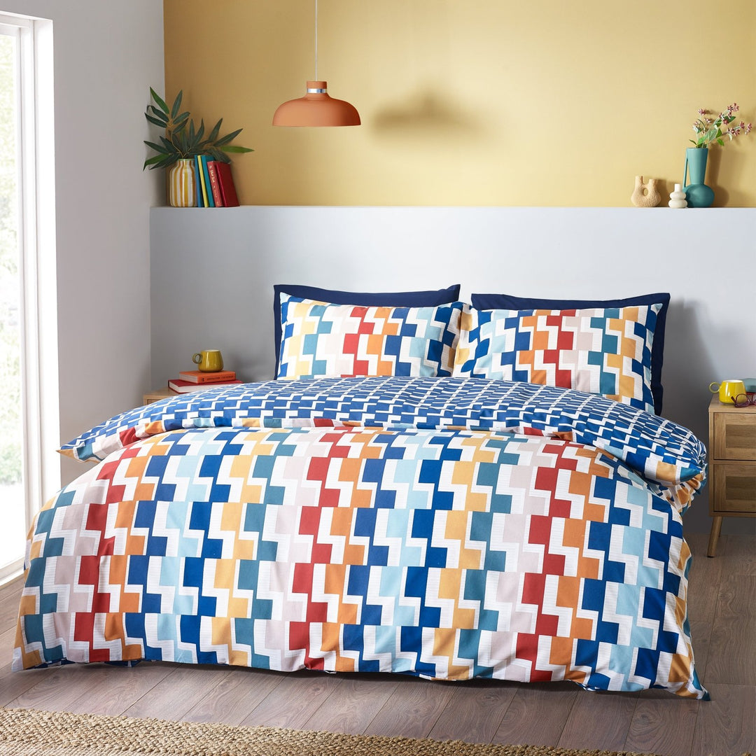 Catherine Lansfield Reversible Rainbow Square Design Super King Quilt Set from You Know Who's