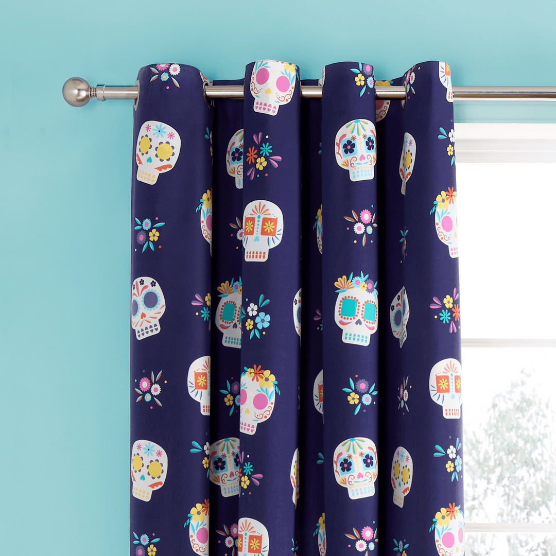 Catherine Lansfield Reversible Sugar Skull Curtains 66X72 from You Know Who's