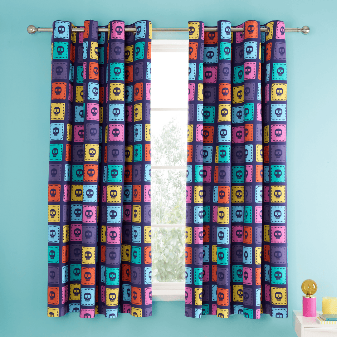 Catherine Lansfield Reversible Sugar Skull Curtains 66X72 from You Know Who's