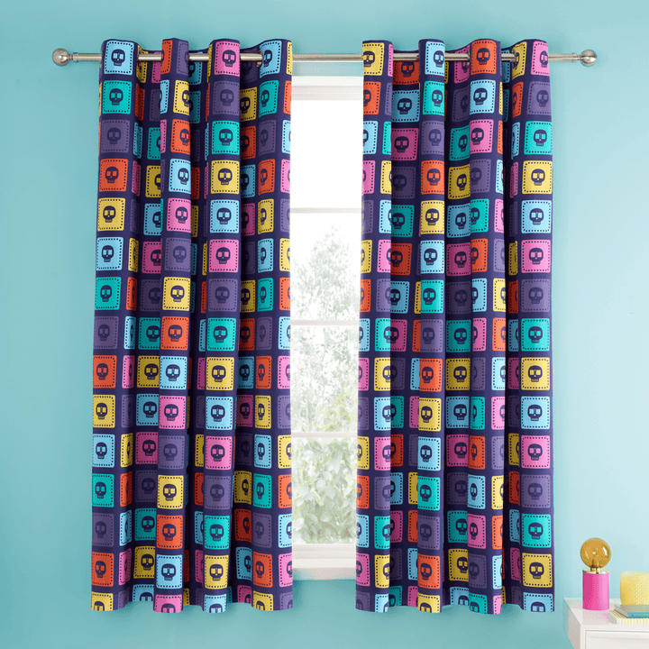 Catherine Lansfield Reversible Sugar Skull Curtains 66X72 from You Know Who's