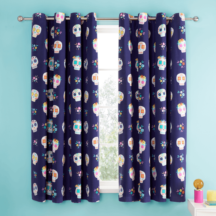 Catherine Lansfield Reversible Sugar Skull Curtains 66X72 from You Know Who's