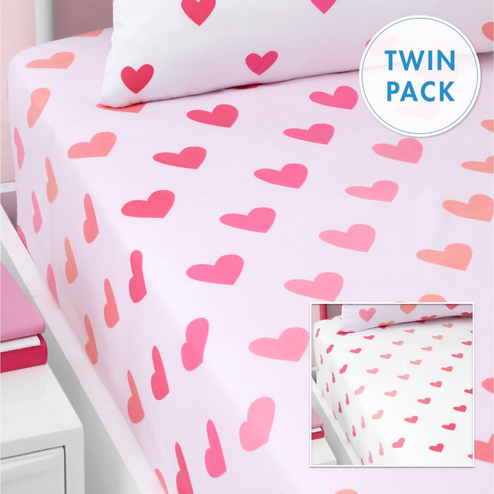 Catherine Lansfield Twin Pack Heart Fitted Sheet from You Know Who's