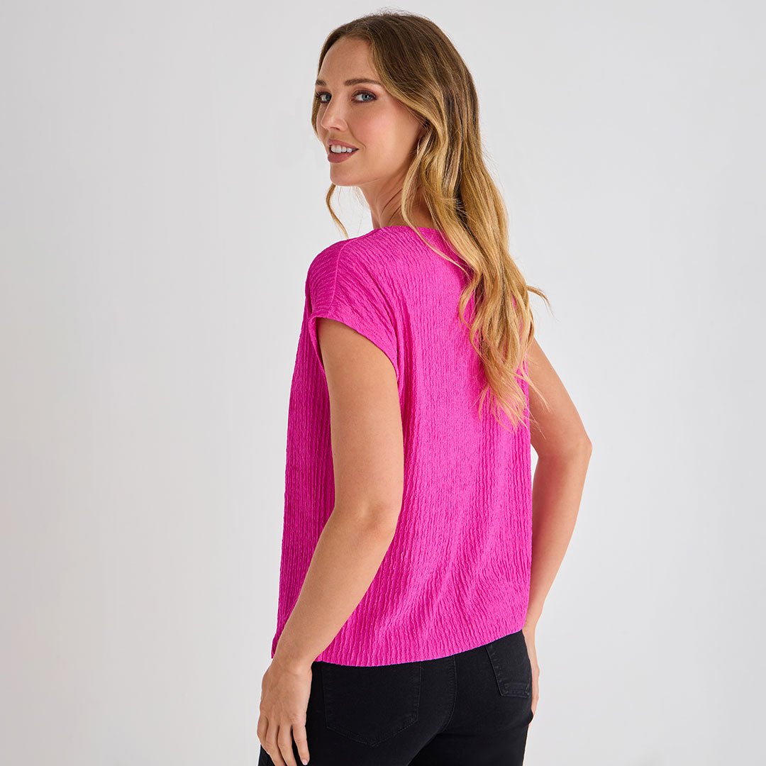 Cerise Plisse Top from You Know Who's