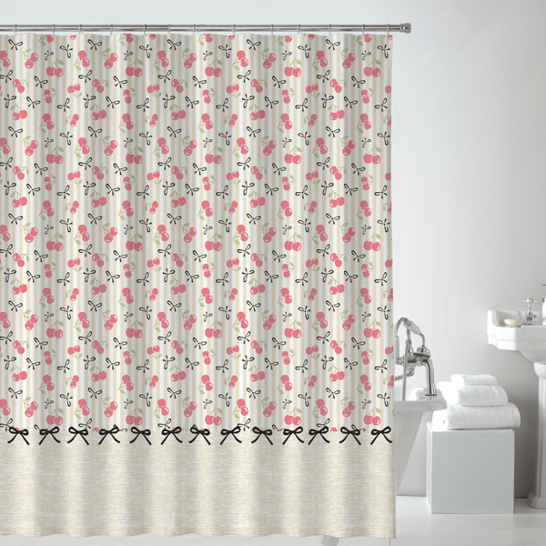 Cherry Embossed Shower Curtain with Hooks from You Know Who's