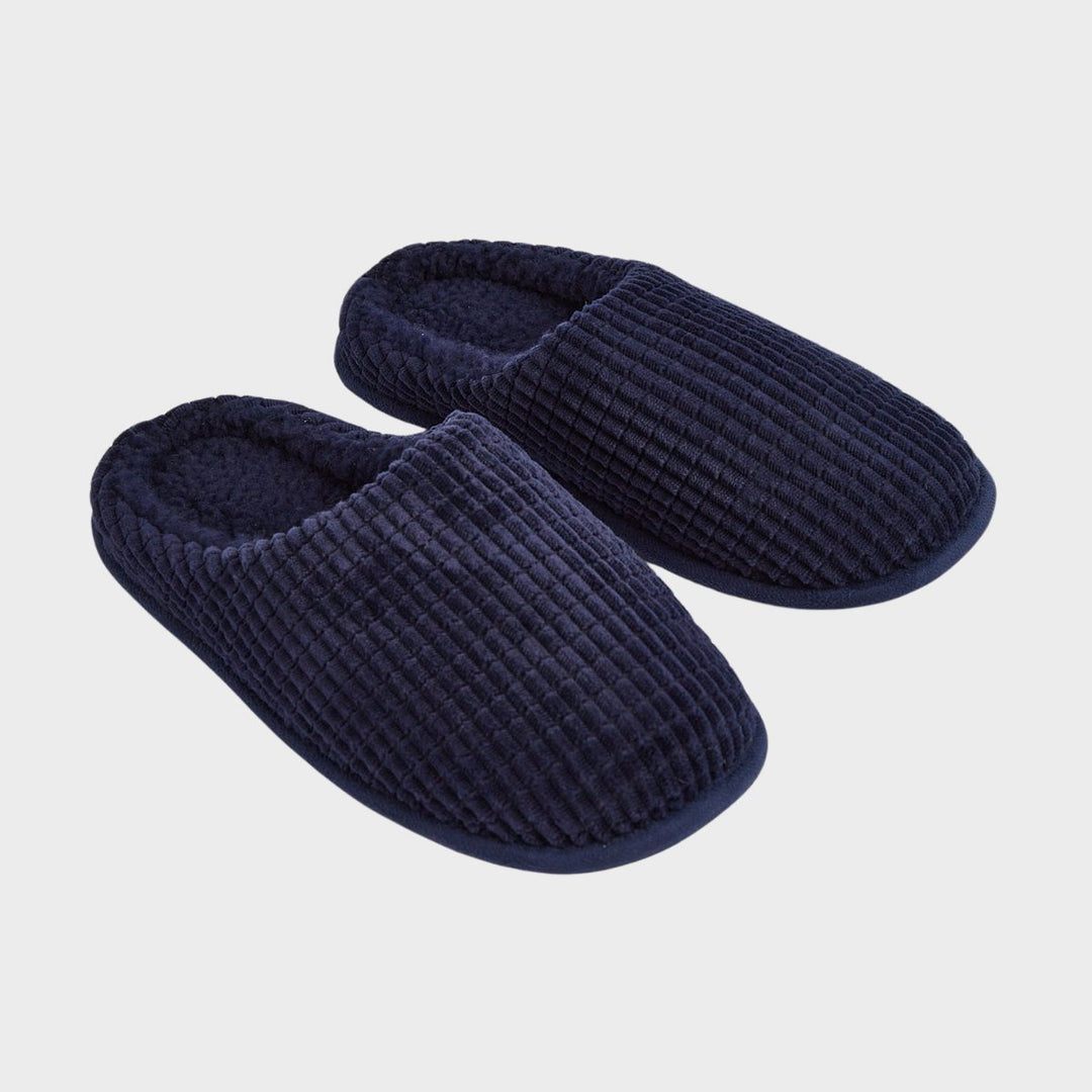 Childrens Navy Waffle Texture Mule Slippers from You Know Who's