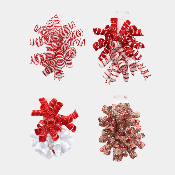 CHRISTMAS CURLY GIFT BOWS 2pk Asst from You Know Who's