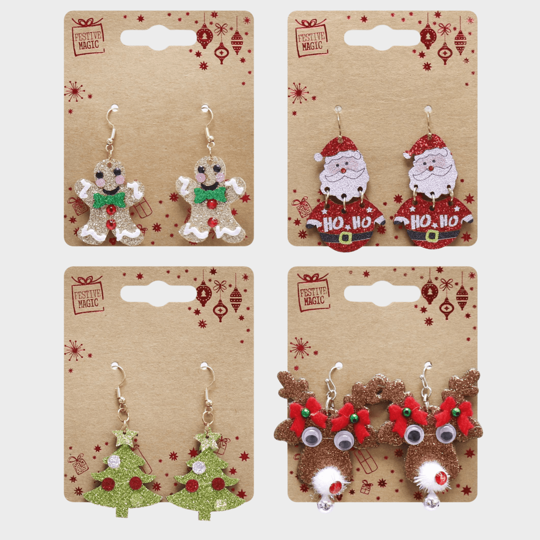 Christmas earrings novelty glitter asst from You Know Who's