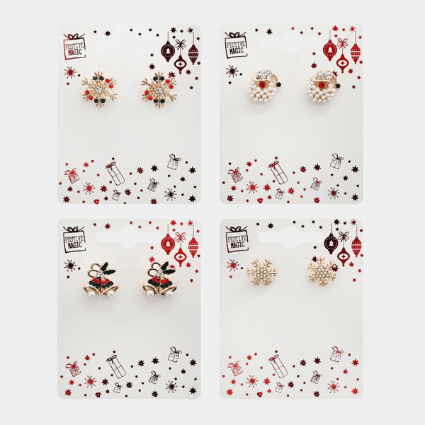 Christmas pearl stud earrings asst from You Know Who's