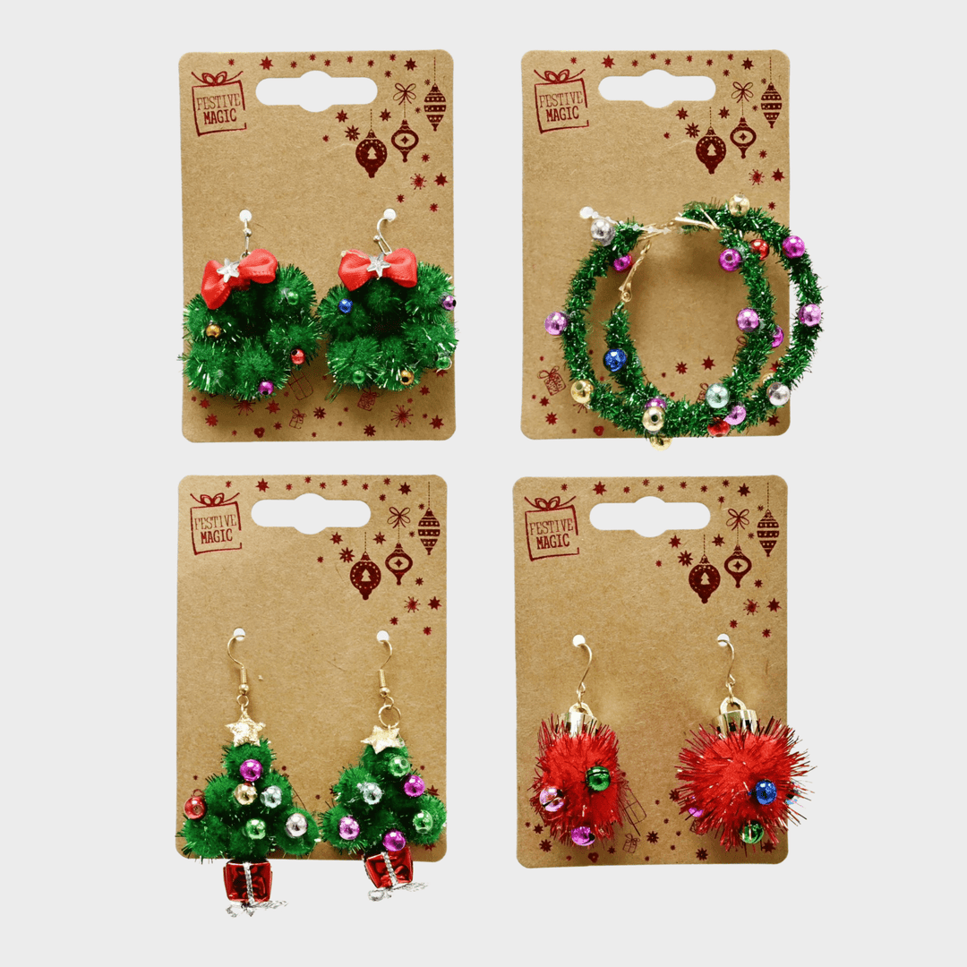 Christmas tinsel earrings asst from You Know Who's