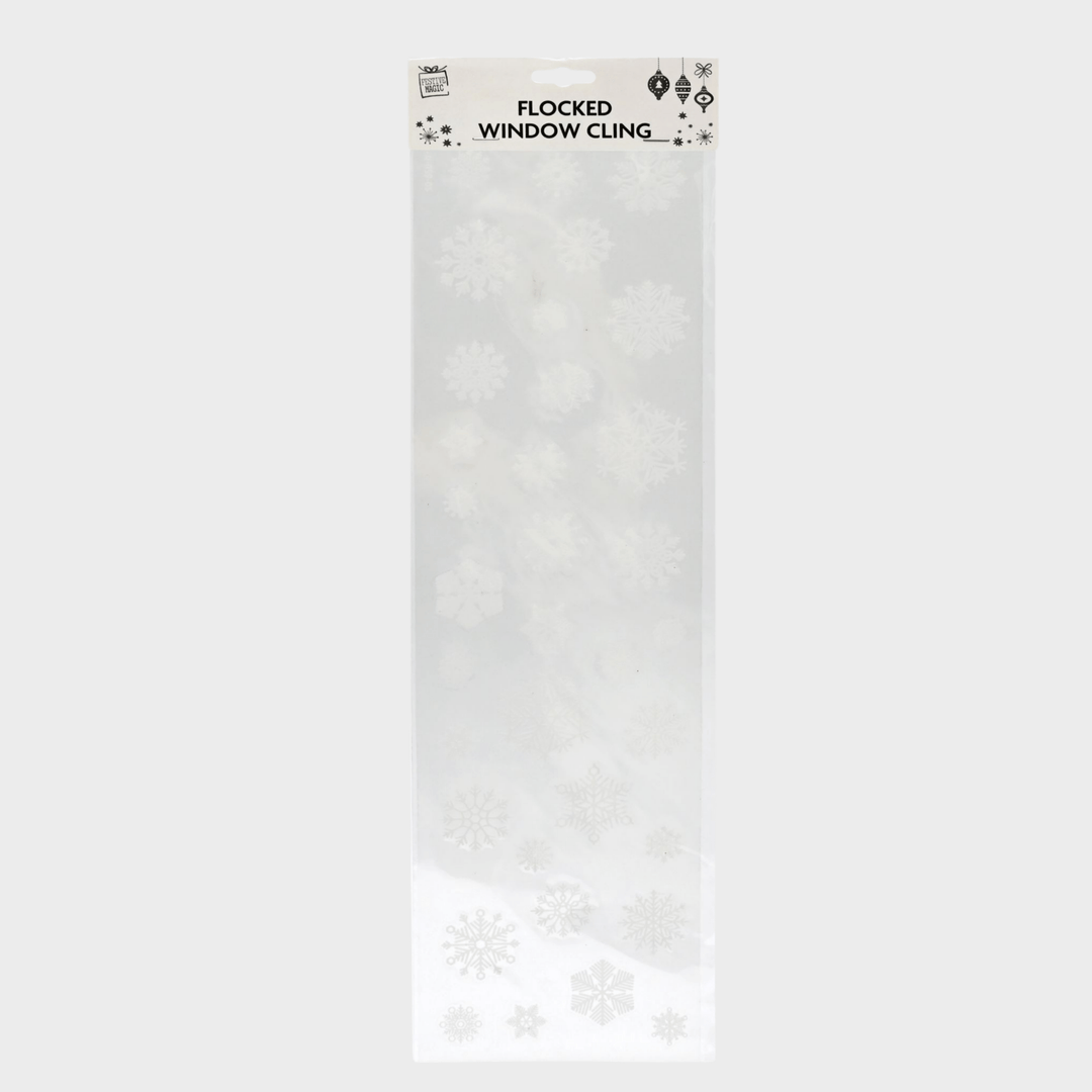 Christmas window flocked sticker white 14x50cm asst from You Know Who's