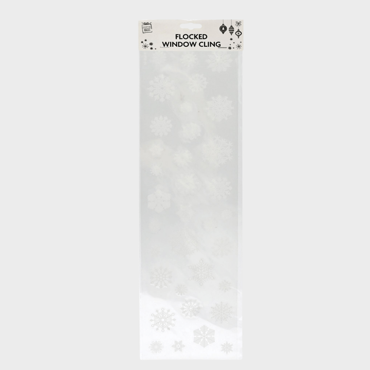 Christmas window flocked sticker white 14x50cm asst from You Know Who's