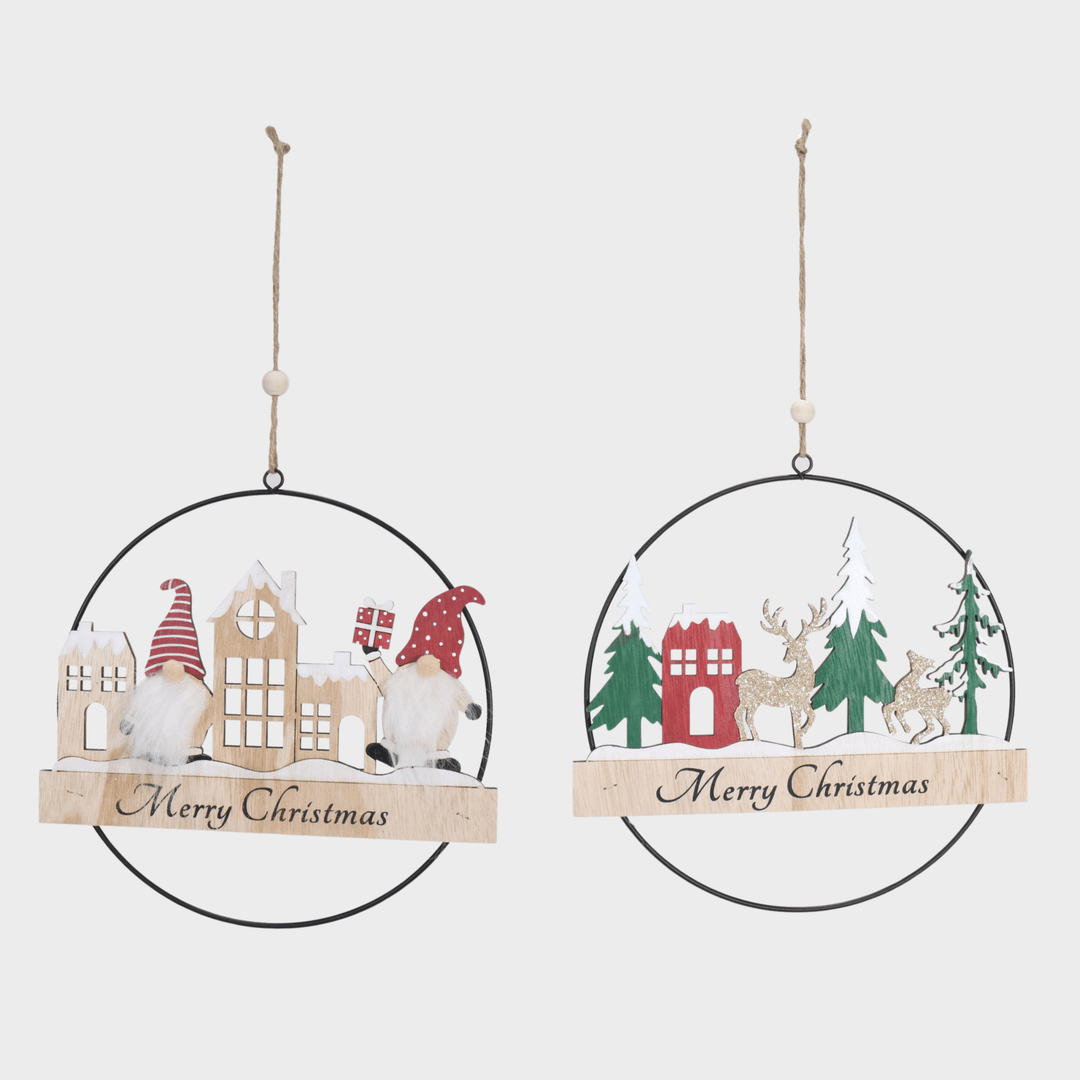 Chrsitmas hang wreath wire rim 21cm asst from You Know Who's