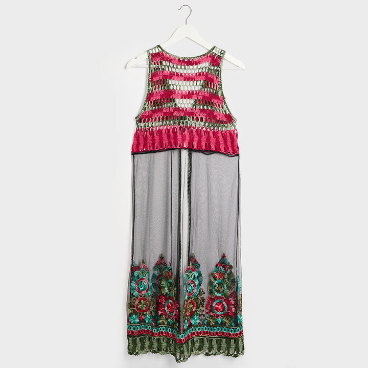 Crochet Tassel Longline Mesh Kimono from You Know Who's