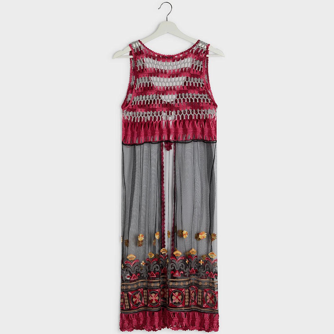 Crochet Tassel Longline Mesh Kimono from You Know Who's