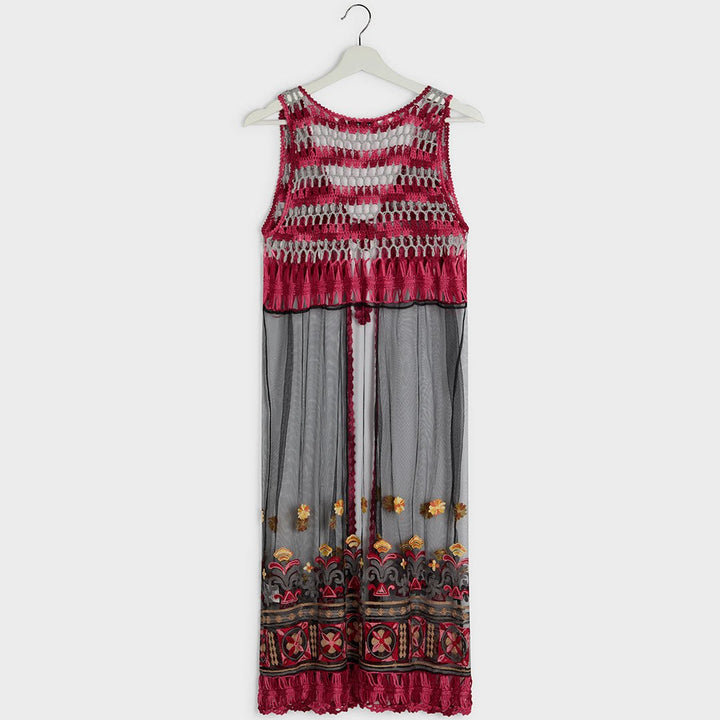 Crochet Tassel Longline Mesh Kimono from You Know Who's