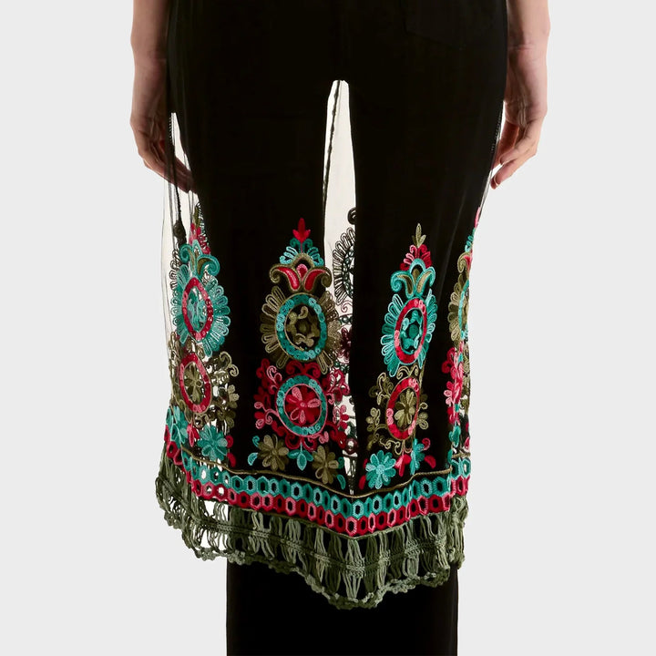 Crochet Tassel Longline Mesh Sleeveless Kimono from You Know Who's