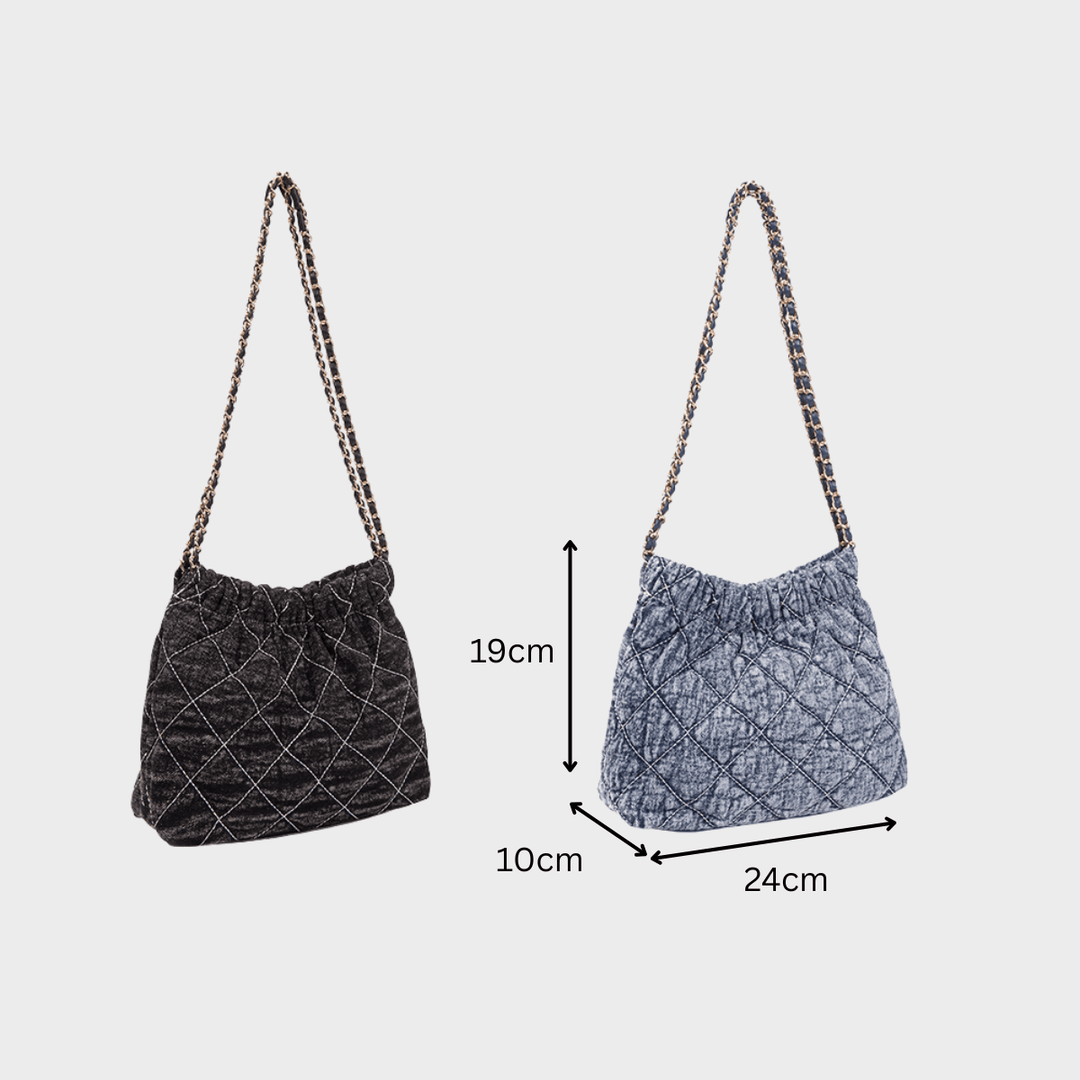 Denim Blue Quilted Chain Shoulder Bag from You Know Who's