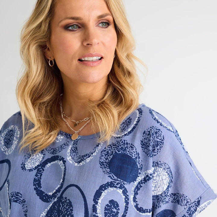 Denim Circle Print Cotton Top from You Know Who's