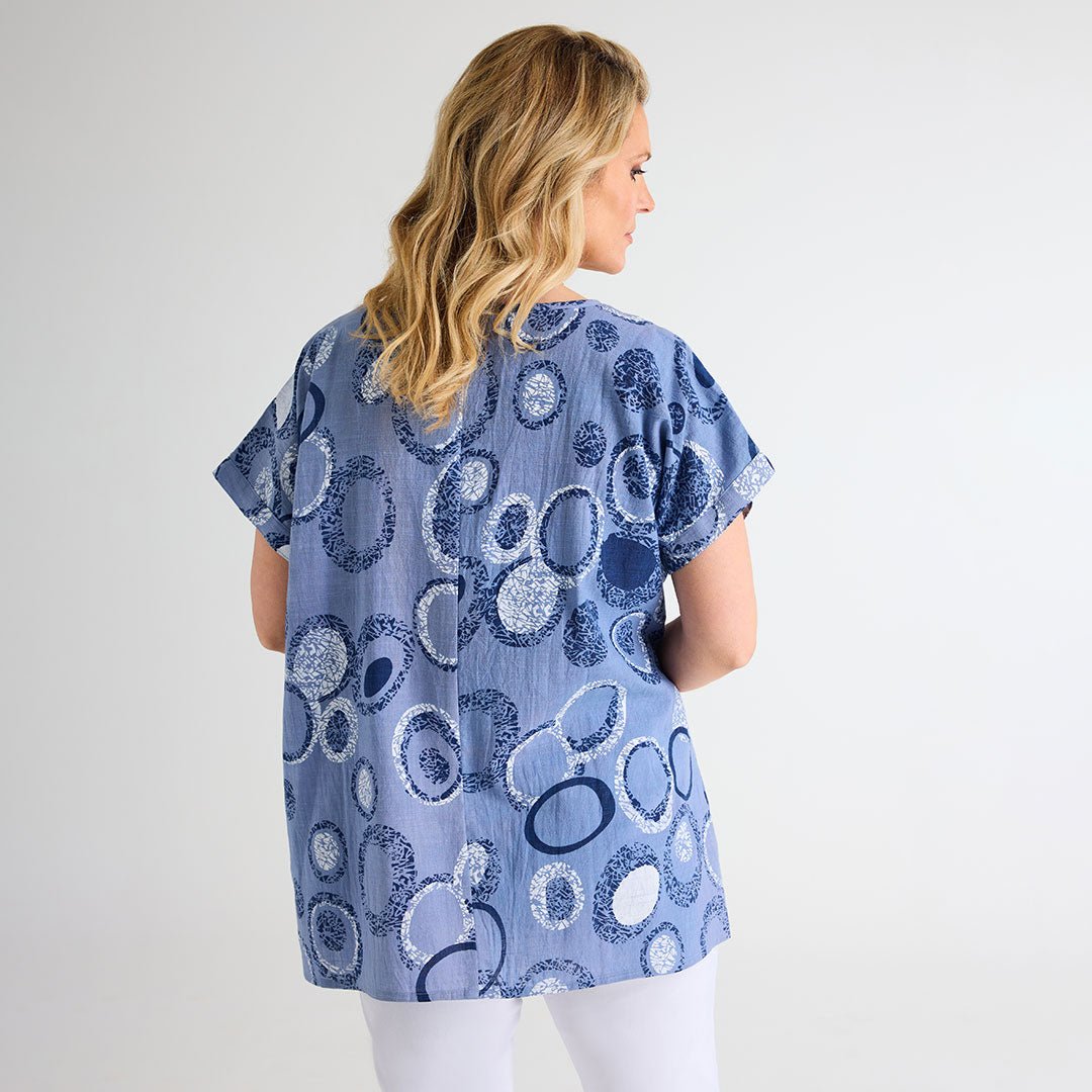 Denim Circle Print Cotton Top from You Know Who's