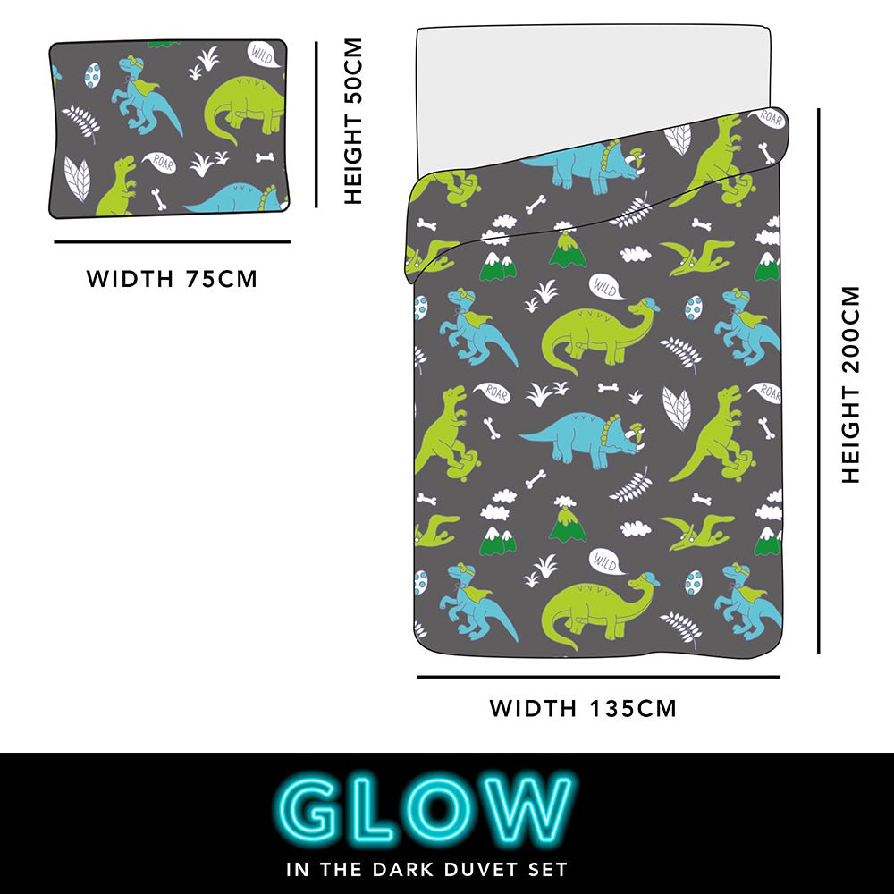 Dino Glow in the Dark Duvet Set from You Know Who's