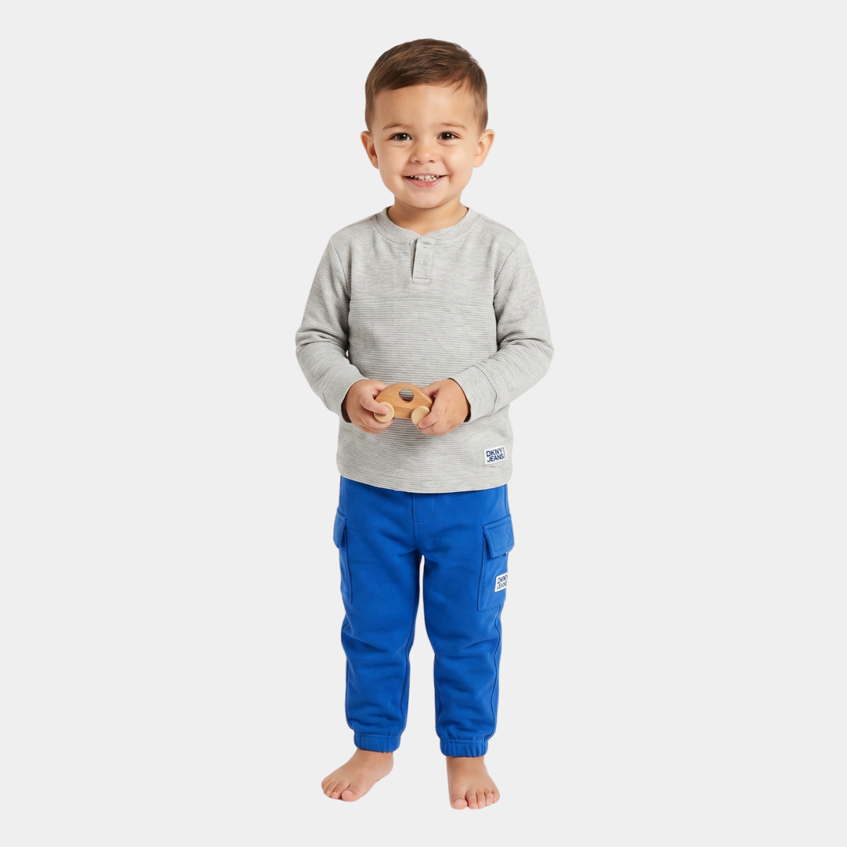Kids DKNY Grandad Collar Top and Jogger Set