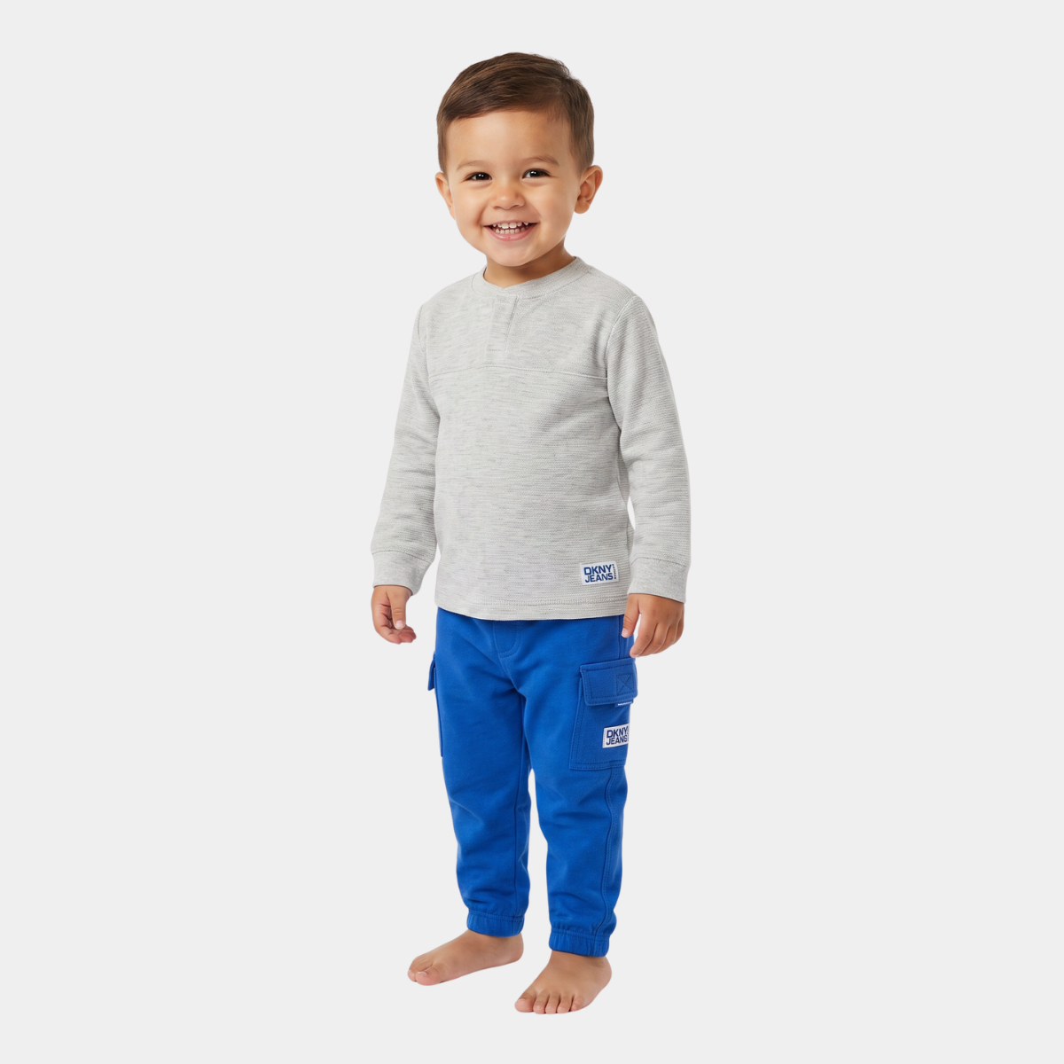 Kids DKNY Grandad Collar Top and Jogger Set