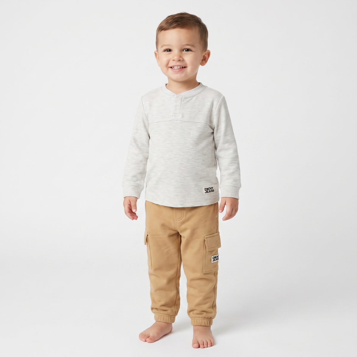 Kids DKNY Grandad Collar Top and Jogger Set