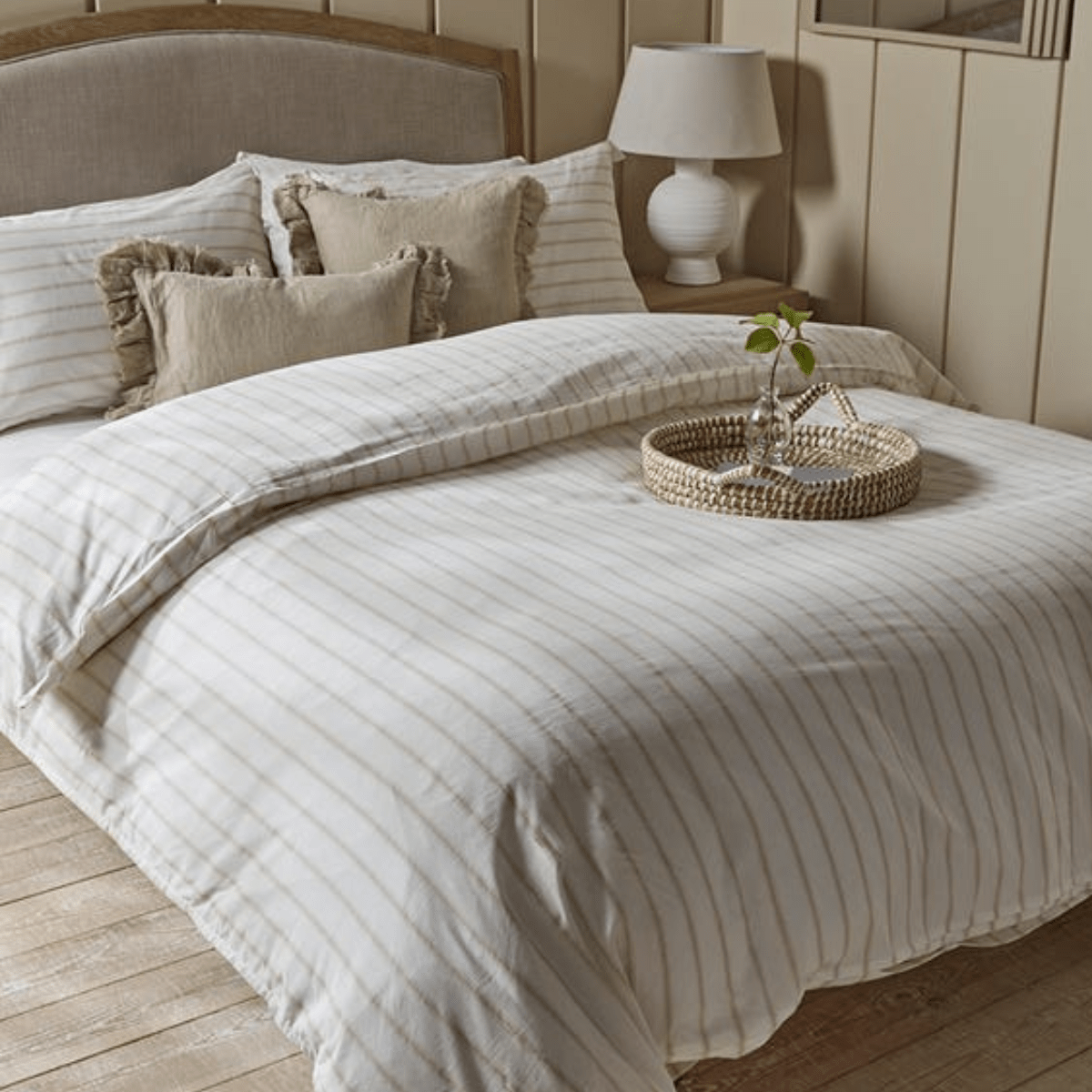 Dusk Natural Chevron Stripe Duvet - Duvet Cover Only from You Know Who's