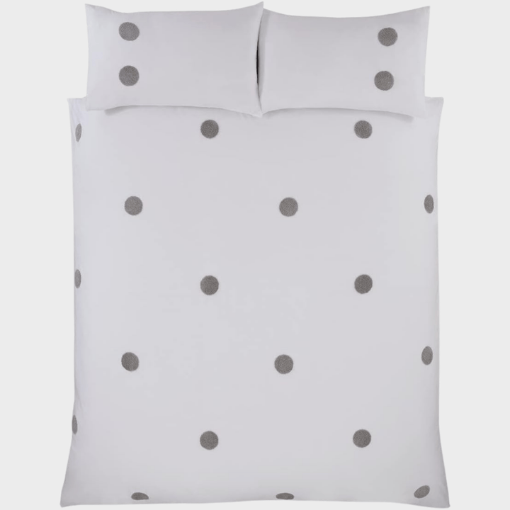 Embroidered White & Silver Circle Double Duvet Set from You Know Who's