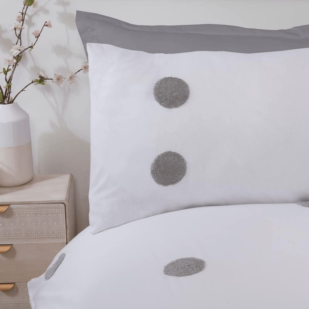 Embroidered White & Silver Circle Double Duvet Set from You Know Who's
