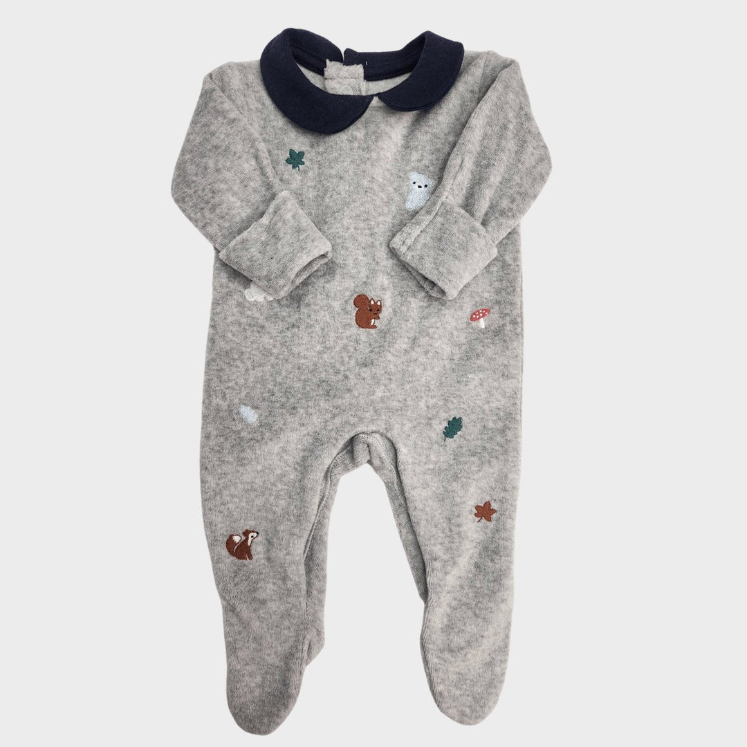 Ex Store Baby Velour Embroidered Sleepsuit (0 - 12M) from You Know Who's