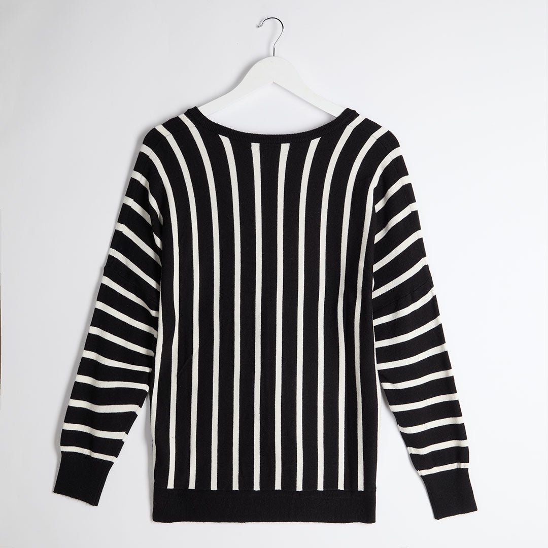 Ex Store Ladies Black Chevron Vneck Jumper from You Know Who's