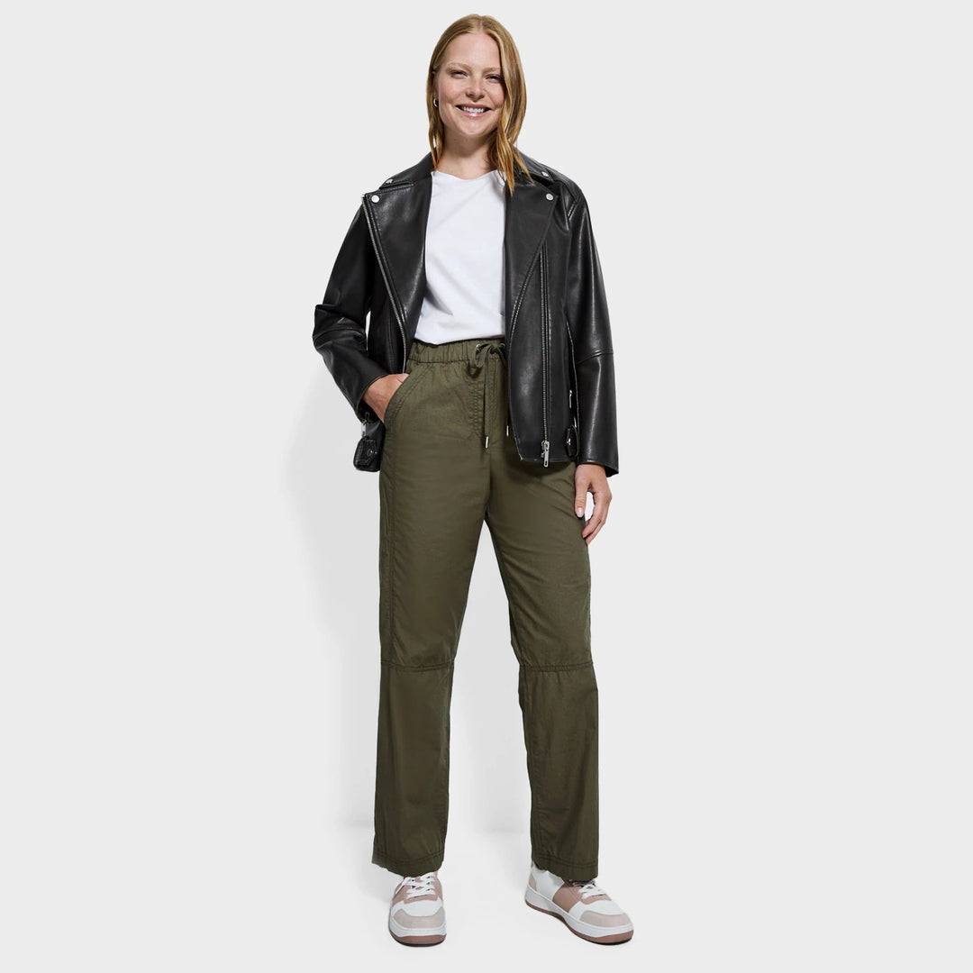 Ex Store Ladies Khaki Drawstring Poplin Straight Leg Trousers from You Know Who's