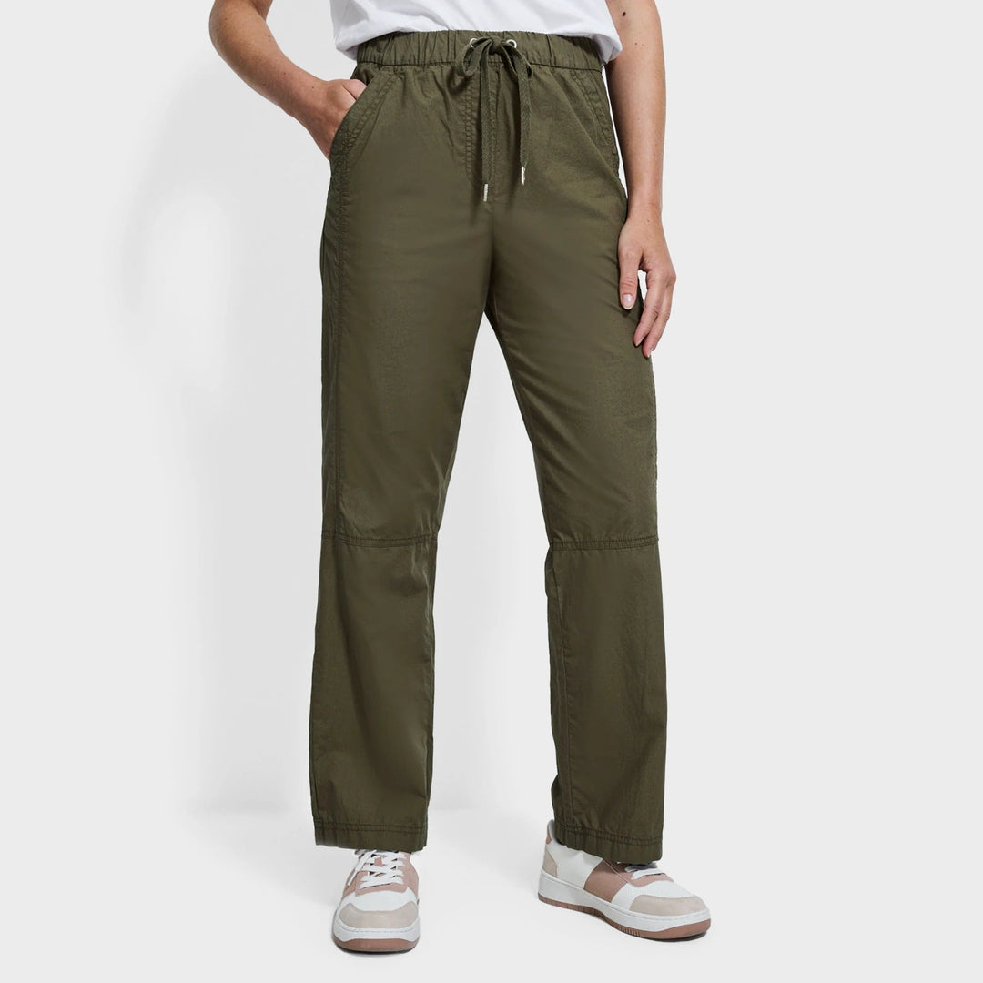 Ex Store Ladies Khaki Drawstring Poplin Straight Leg Trousers from You Know Who's