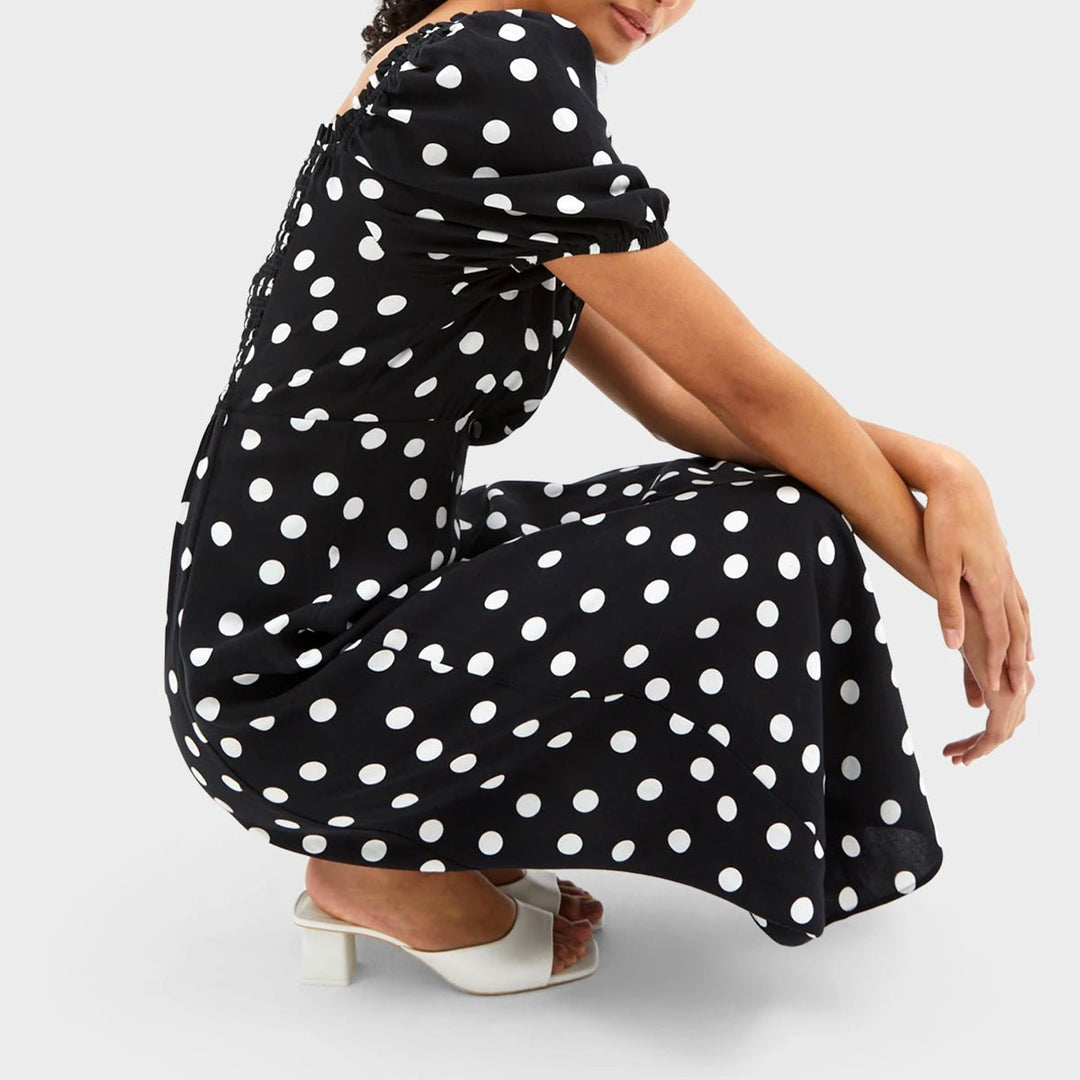 Ex Store Ladies Polka Dot Shirred Dress from You Know Who's