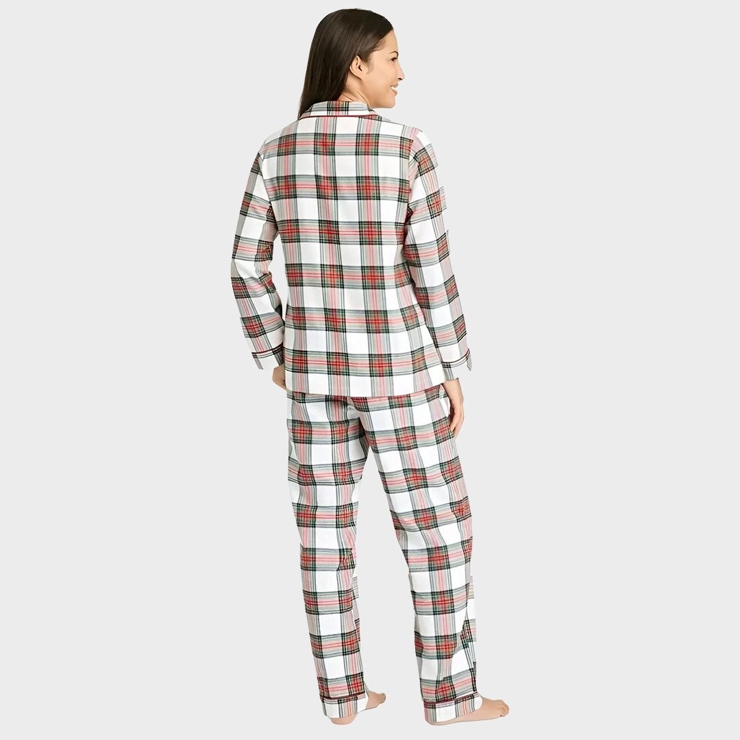 Ex Store Ladies White Tartan Brushed Cotton Pyjamas from You Know Who's