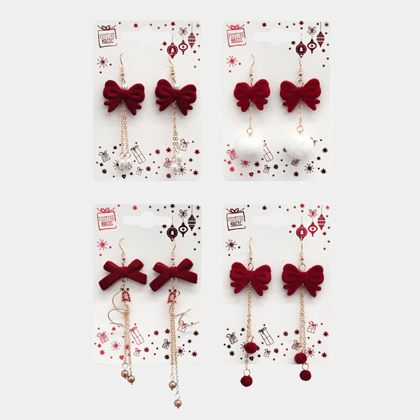 FLOCKED ELEGANT BOW EARRINGS 1 pack from You Know Who's
