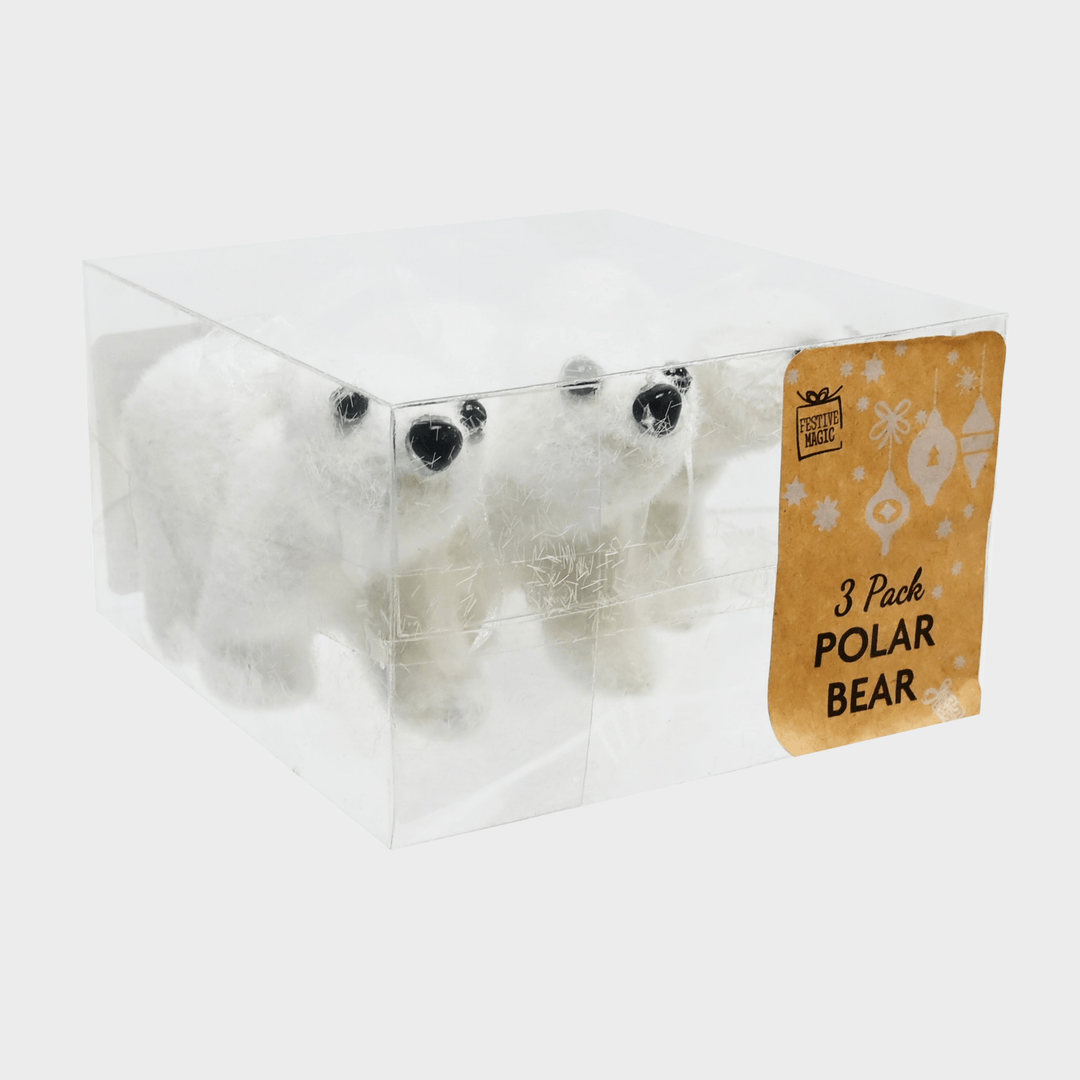 Flocked polar bear ornament 3pc from You Know Who's