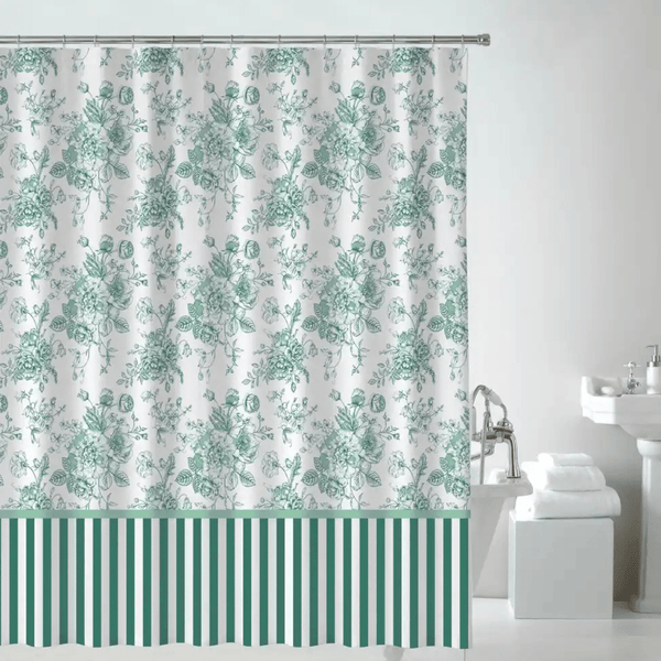 Floral Embossed Shower Curtain with Hooks from You Know Who's