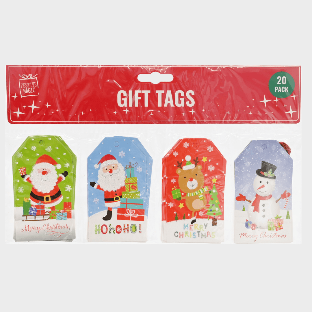 Gift tags cute character 20 pack glitter from You Know Who's