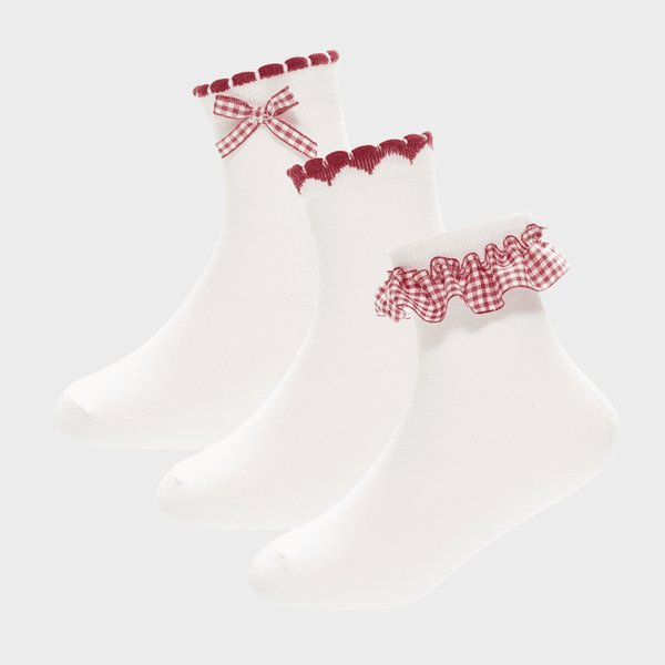 Girls 3pk Red Gingham Lace Sock from You Know Who's