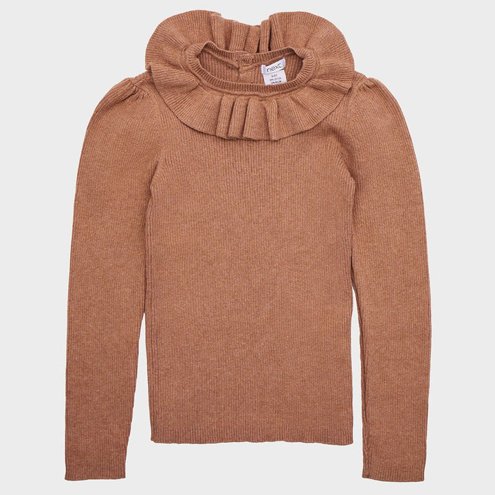 Girls Beige Frill Neck Jumper from You Know Who's