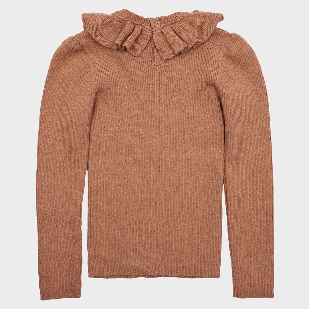 Girls Beige Frill Neck Jumper from You Know Who's