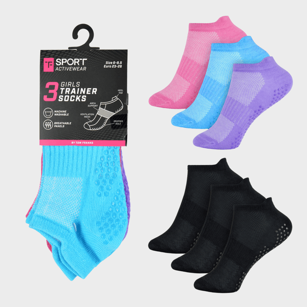 Girls Black 3pk Trainer Socks from You Know Who's
