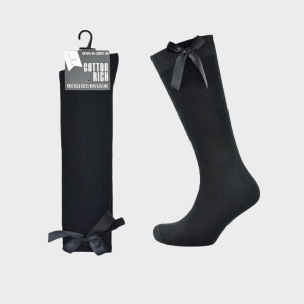 Girl`s Black Knee High Socks with Bow from You Know Who's