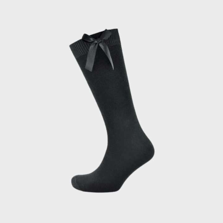 Girl`s Black Knee High Socks with Bow from You Know Who's