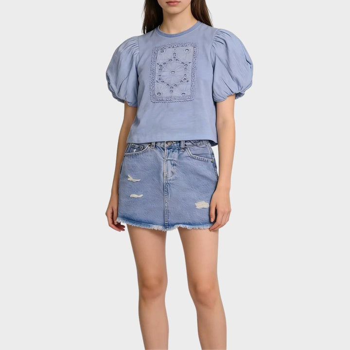 Girls Blue Puff Sleeve Top (3Y - 13Y) from You Know Who's