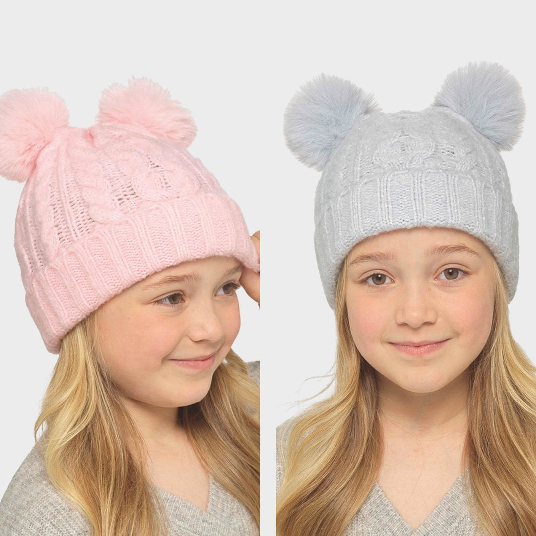 Girls Cable Hat With Pom Pom from You Know Who's