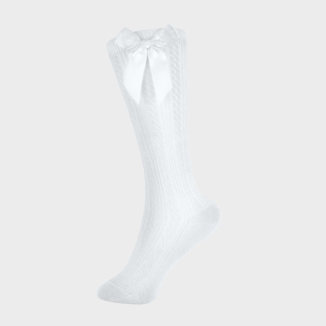 Girls Cable Knit Knee High Socks White from You Know Who's